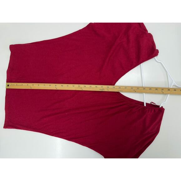 Express Womens Blouse Size XS Red Deep V-Neck Short Sleeve - Picture 8 of 9